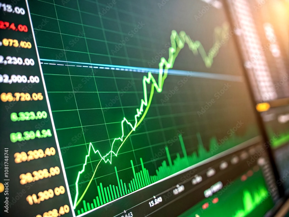 Green Finance Trading Chart Upward Trend - Stock Investment Growth Green Finance Trading Chart Upward Trend - Stock Investment Growth