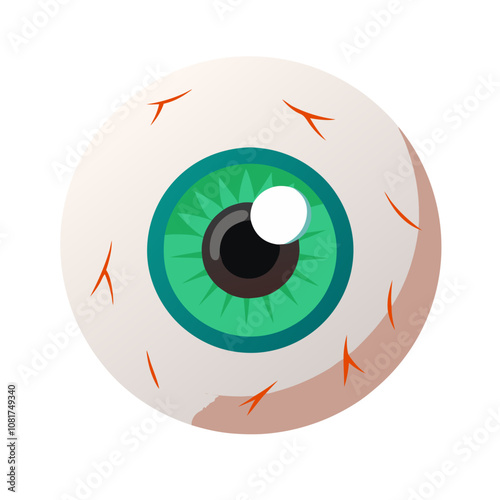 Horror cartoon style eyeball illustration without background vector file.