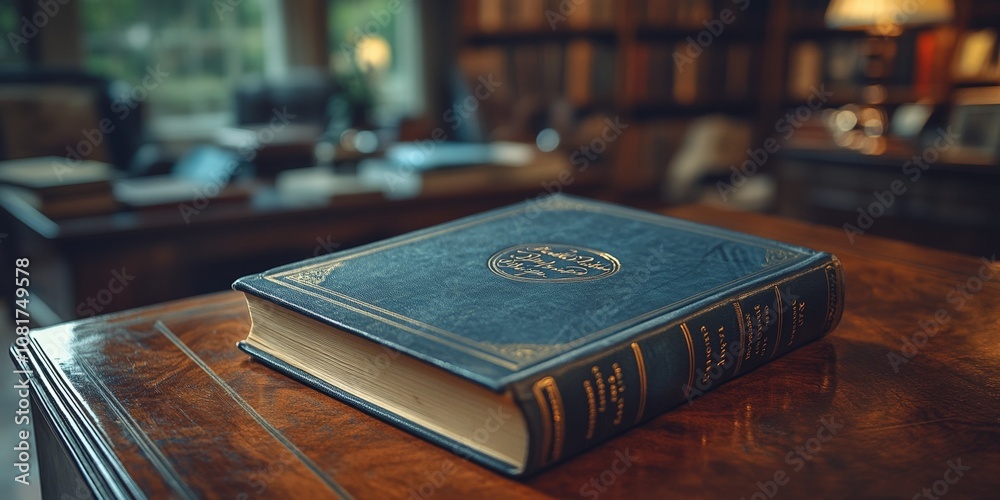 An antique, blue leather-bound book with intricate detailing, displayed on a wooden table, symbolizing timeless knowledge, history, and the beauty of classic literature. An antique, blue leather-bound book with intricate detailing, displayed on a wooden table, symbolizing timeless knowledge, history, and the beauty of classic literature.