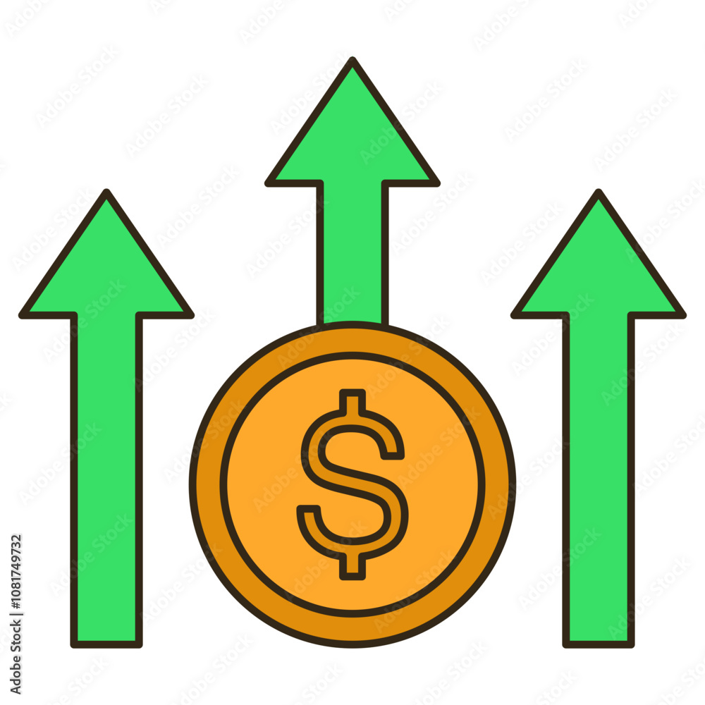 dollar and arrow, increase currency icon dollar and arrow, increase currency icon