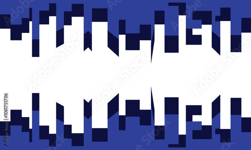 Abstract city illustration with symmetrical square shapes. Blue and white create a sharp contrast, resulting in an industrial and bold look photo