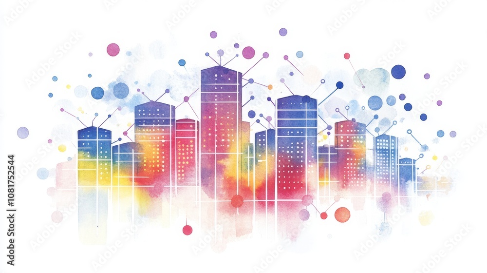 illustration of a database network on white background