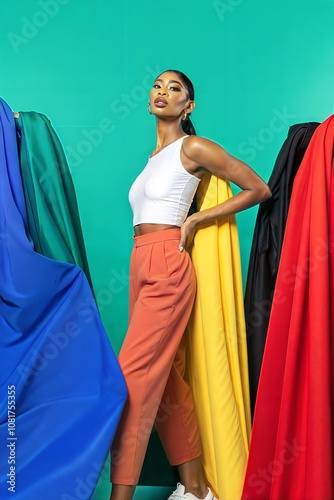Colorful Draped Fabrics with Strong Stance