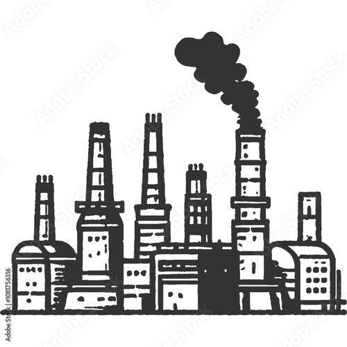 Industrial Warfare Vintage Illustration Vector