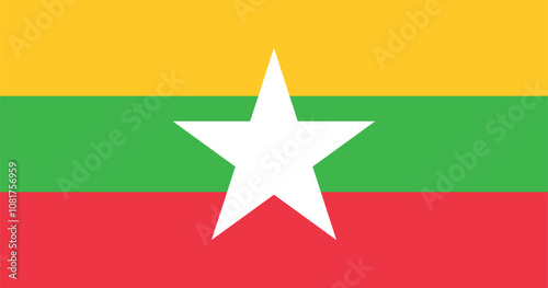 Myanmar (Burma) Flag Illustration