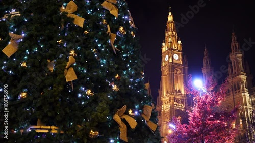 Discover the magical and enchanting atmosphere of Vienna during the Christmas season, featuring stunning decorations and a delightfully illuminated tree that spreads joy and happiness to all visitors