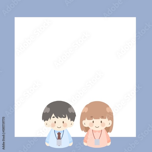 Note paper with a picture of an office worker on a blue background