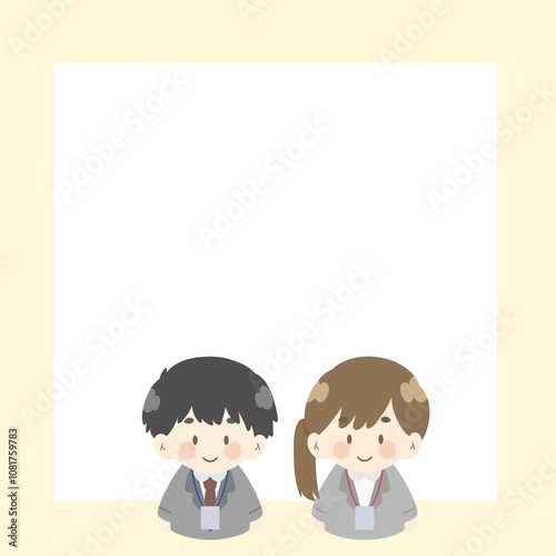 Note paper with a picture of an office worker on a cream background