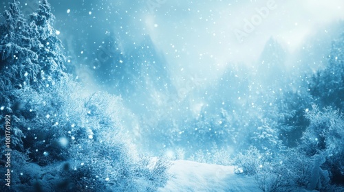 Christmas background with snowy winter scene