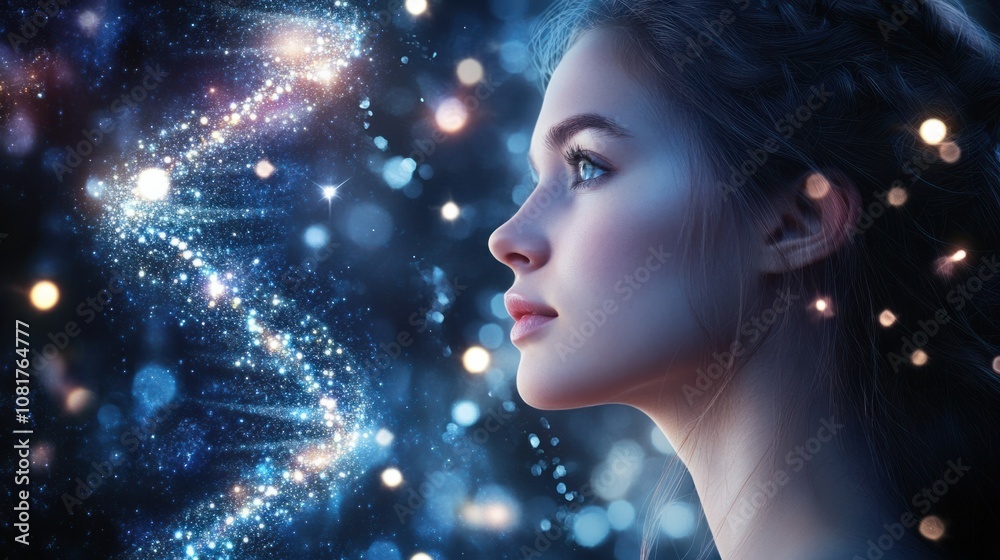 DNA strand glowing in digital space, representing advancements in genetic research DNA strand glowing in digital space, representing advancements in genetic research