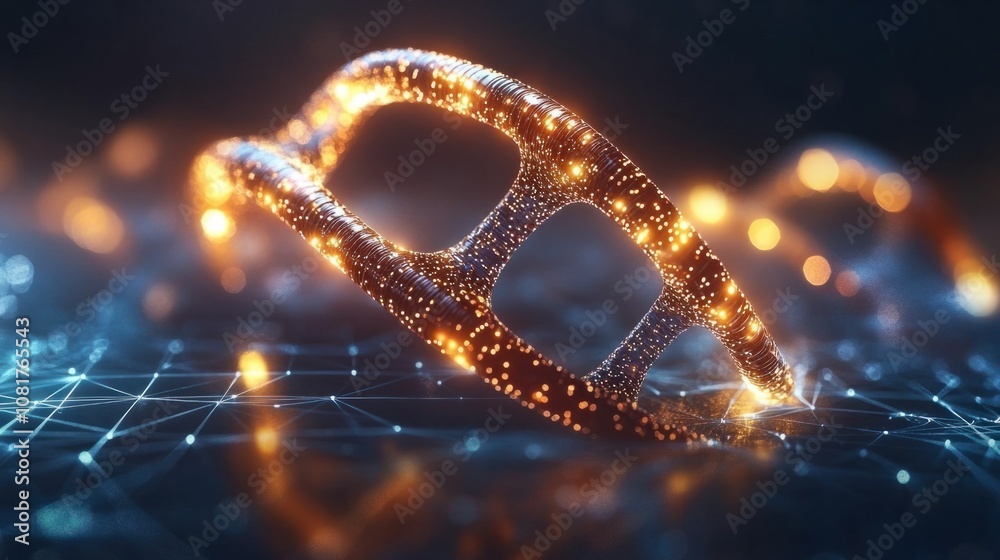 High-tech DNA strand glowing on digital grid, representing futuristic science High-tech DNA strand glowing on digital grid, representing futuristic science