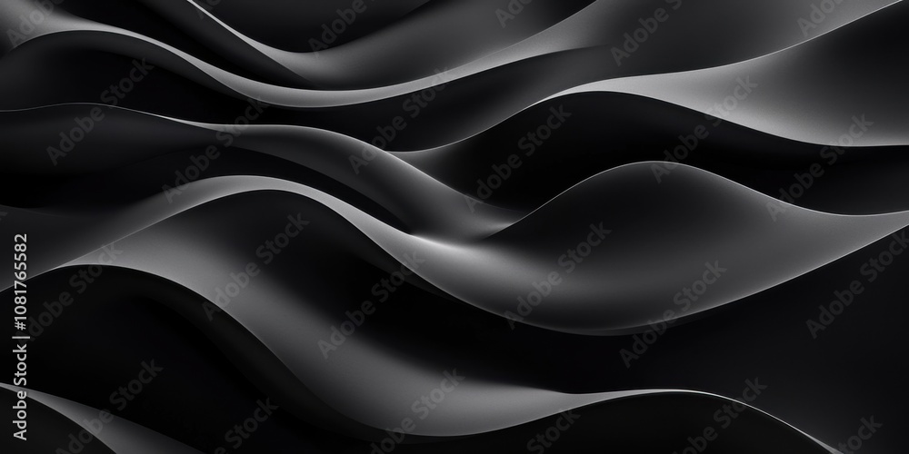 Fototapeta premium Flowing black patterns abstract design digital art modern aesthetics close-up view minimalism