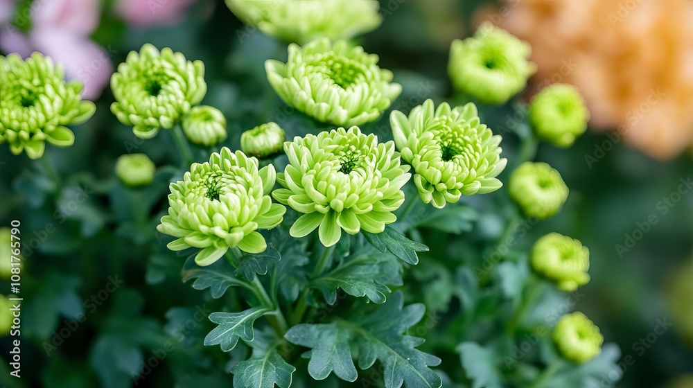A bluegreen chrysanthemum flower in closeup A vibrant multicolored floral background representing summer and spring A bluegreen chrysanthemum flower in closeup A vibrant multicolored floral background representing summer and spring
