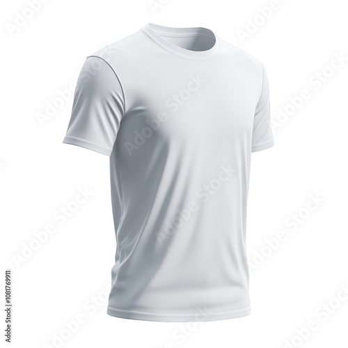 A white plain t-shirt shown from the side for a mockup with a transparent background
