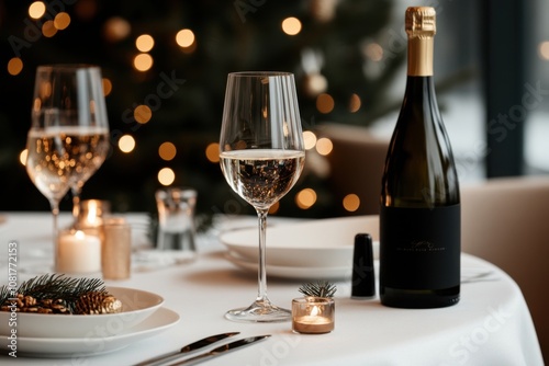 Wallpaper Mural Sparkling wine celebrating christmas eve with festive table setting Torontodigital.ca