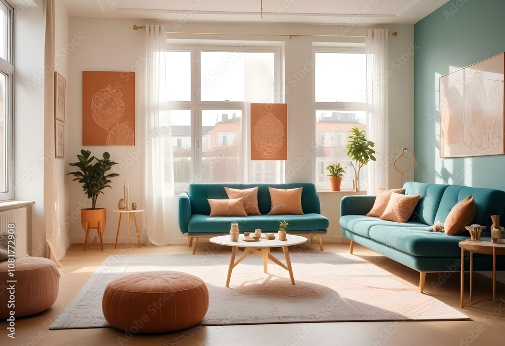 Photo modern style interior room,kithchen,bathroom 3d illustration