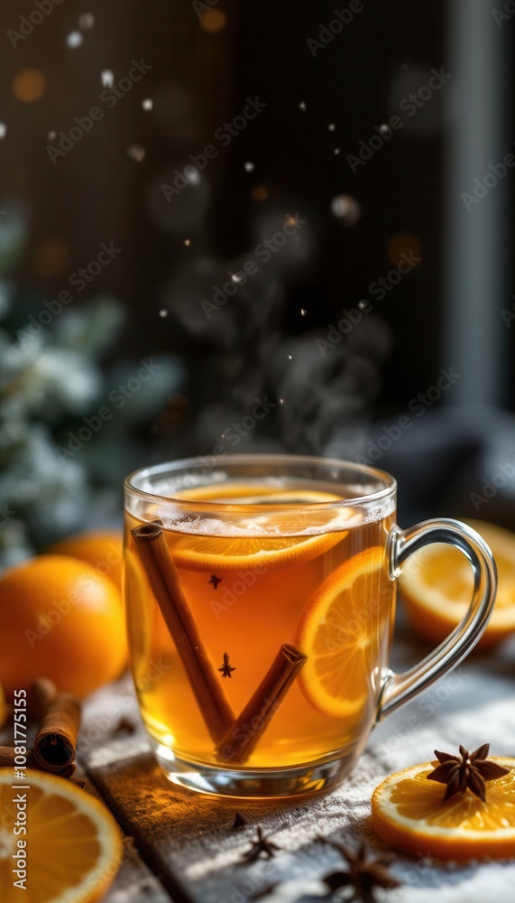 Warm Spiced Orange Tea with Cinnamon and Star Anise Aromatic