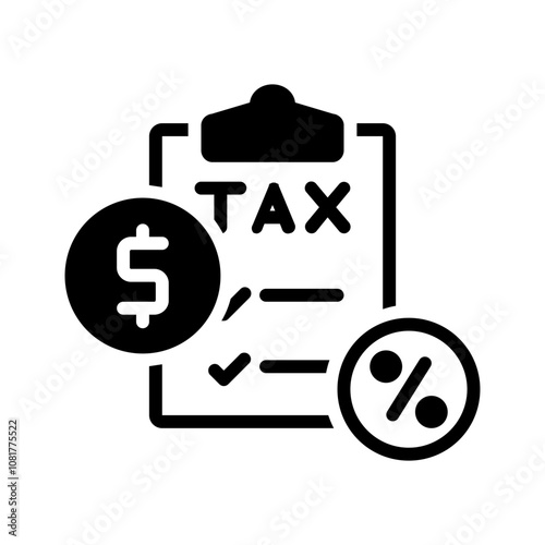 Vector solid black icon  for Taxation