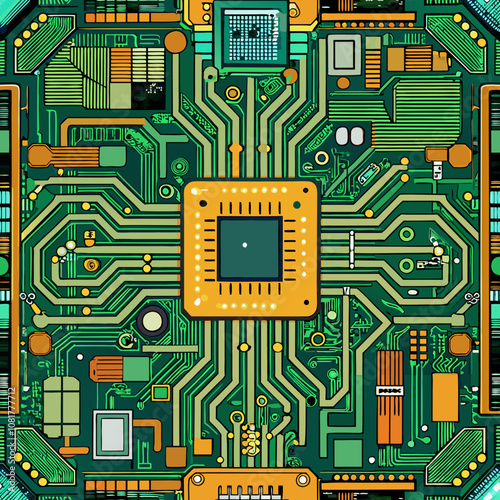Electronic circuit board in seamless vector file format.