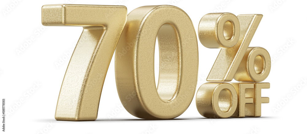 Discount 70 Percent Off Sale Gold Number 3D Discount 70 Percent Off Sale Gold Number 3D