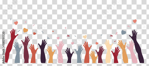 Diversity people ,Raised hands of volunteer group background banner.