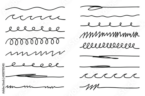 Vector of hand - drawn underline collections. Vector collection.