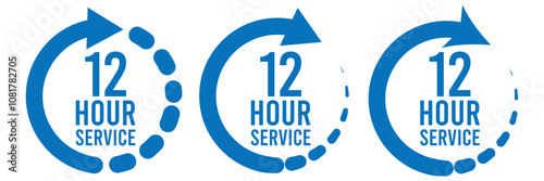 12 hours clock icon vector collection. Vector icon Illustration