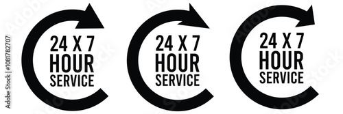 24 hours support a variety of symbols, icons, badges, labels, and stickers for Customer Service, Support, and Call Center Concept Isolated on a White Background.