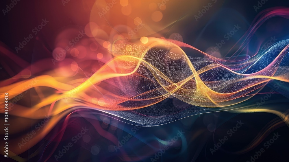 Flowing light waves on a dark background