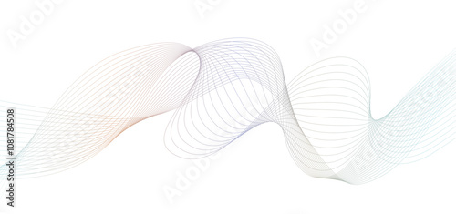 Undulate gradient multicolor lines with blend effect. Twisted Ribbon background, frequency soundwave curve , Technology geometric data science illustration. Isolated wave swirl on white background.