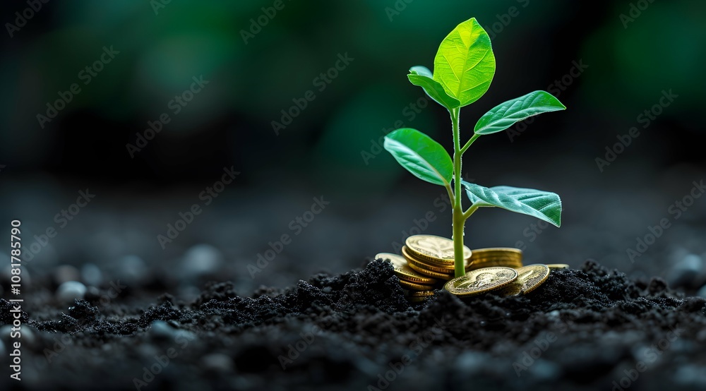 custom made wallpaper toronto digitalPlanting the seeds of success, the journey of business growth, money growth, saving and investing concept, personal finance background, conceptual imagery of financial concepts. Generative AI