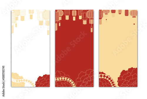 Chinese New Year 2025 abstract square art templates with floral and snake elements portrait 4