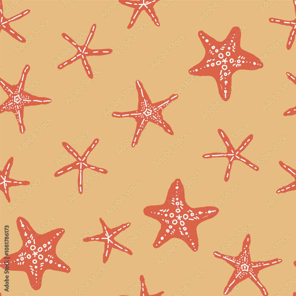 Minimalist Starfish Seamless Pattern Vector Minimalist Starfish Seamless Pattern Vector