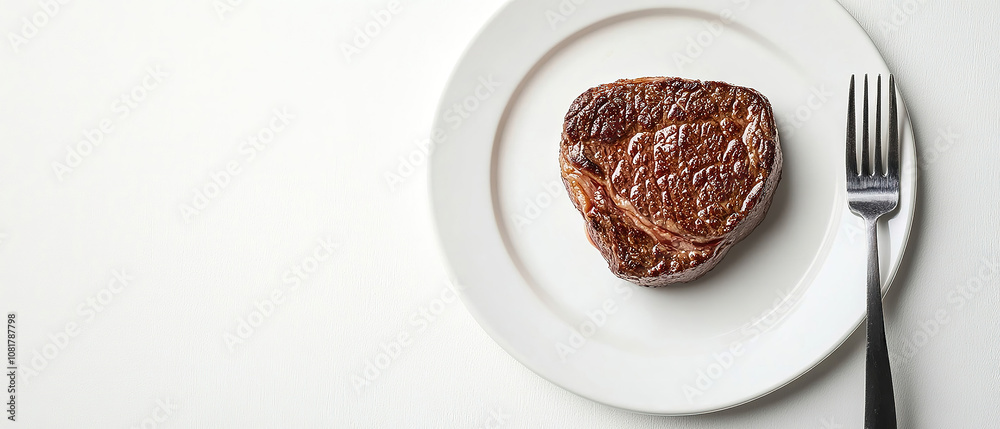 fresh medium well steak on white plate simple plattering for advertising fresh medium well steak on white plate simple plattering for advertising