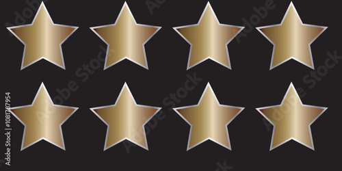 Set rating stars icon badges. Feedback customers. Rank, level of satisfaction rating. Five stars customer product rating review. 5 star rating icon. Vector illustration.