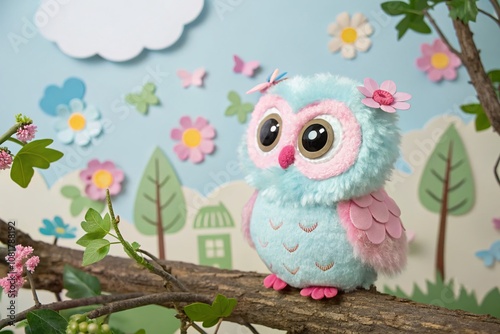 Adorable Owl Clipart for Kids' Room Decor - Whimsical and Colorful Illustrations of Cute Owls Surrounded by Nature, Perfect for Children’s Books and Educational Materials photo