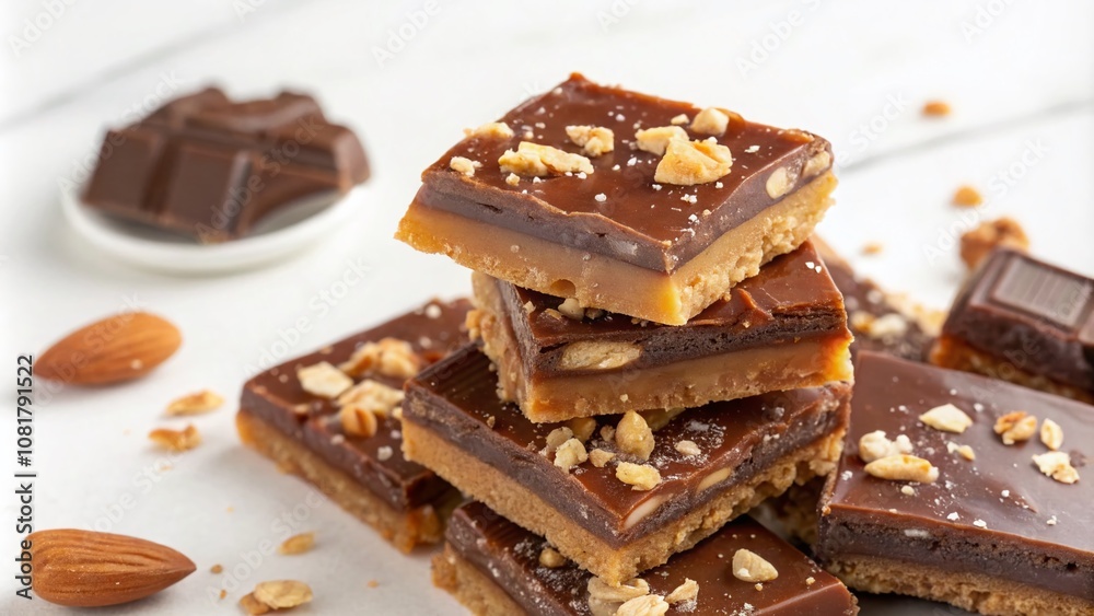 Aerial View of a Delicious Stack of Toffee Caramel Candy Isolated on White Background Ideal for Confectionery and Sweet Treats Photography Aerial View of a Delicious Stack of Toffee Caramel Candy Isolated on White Background Ideal for Confectionery and Sweet Treats Photography