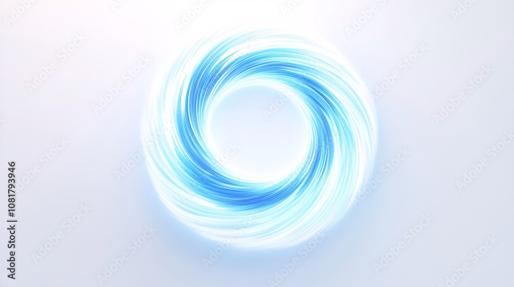 58.A swirling blue light forms a radiant twirl on a clean white background. The glowing circle emits a soft blue light from the center, with the edges gradually diffusing into the white, creating a 58.A swirling blue light forms a radiant twirl on a clean white background. The glowing circle emits a soft blue light from the center, with the edges gradually diffusing into the white, creating a