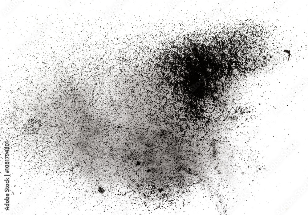 Black powder isolated on white background Black powder isolated on white background