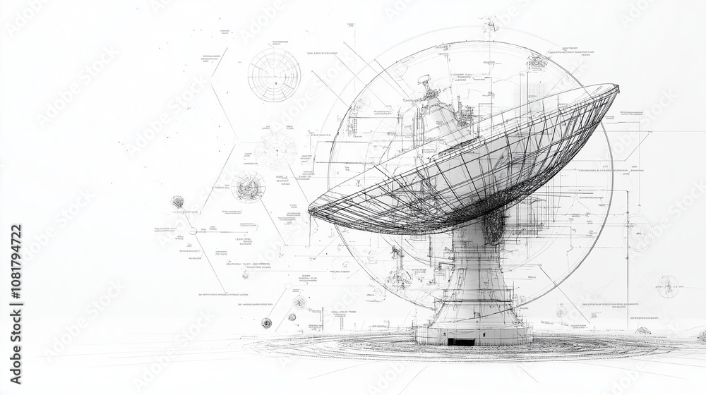 Satellite Dish and Abstract Geometrical Design: A striking visual representation of technological advancement and communication. Satellite Dish and Abstract Geometrical Design: A striking visual representation of technological advancement and communication.