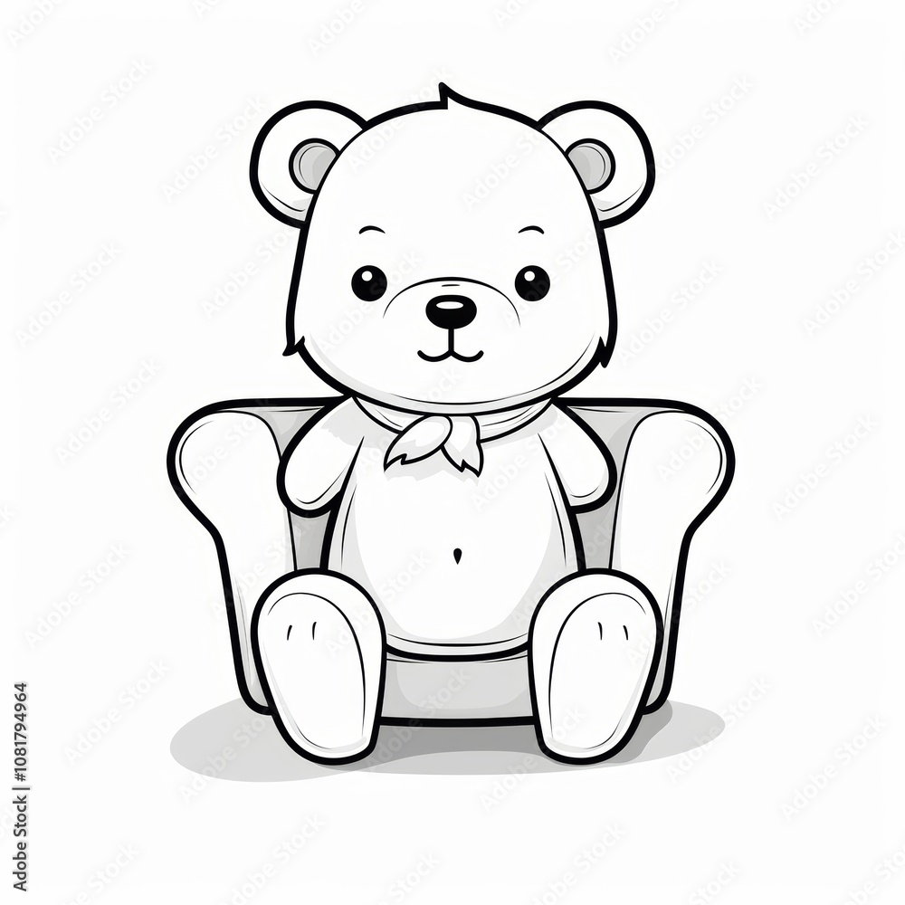 A cute cartoon teddy bear sitting on a couch. A cute cartoon teddy bear sitting on a couch.