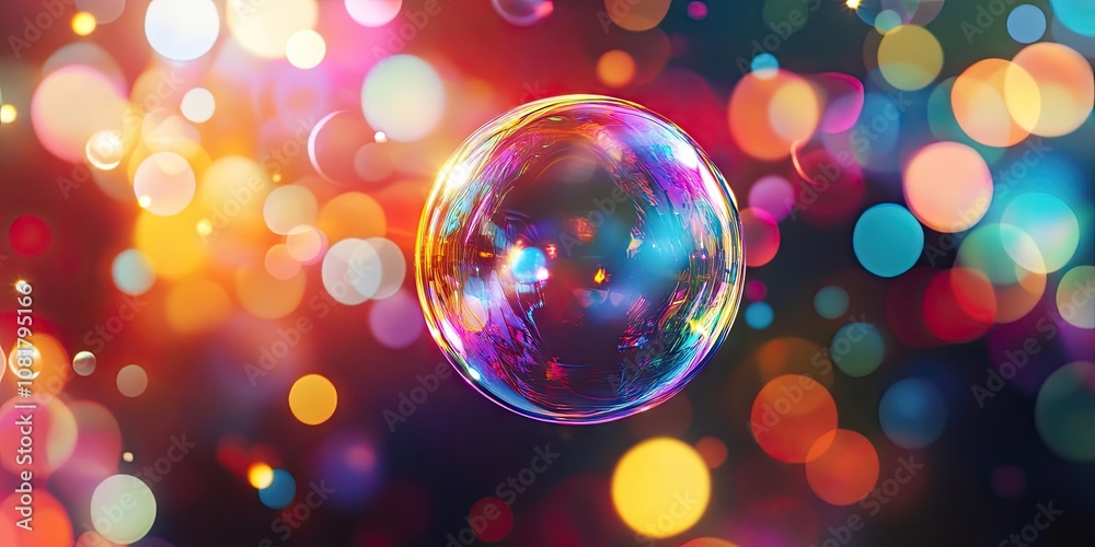A lively soap bubble showcases a dazzling array of colors, drifting against a brightly lit dark backdrop. A lively soap bubble showcases a dazzling array of colors, drifting against a brightly lit dark backdrop.