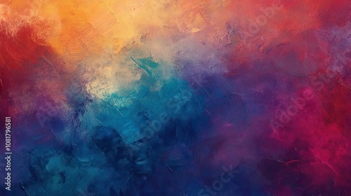 Abstract painting texture in blue, red, and purple with dynamic brush strokes creates a captivating art background. Ideal for creative projects, this art depiction offers ample copy space.