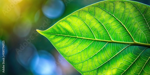 Close-up of green Manoon longifolium Ashoka tree leaf and Debabaru leaf with nice blur background photo