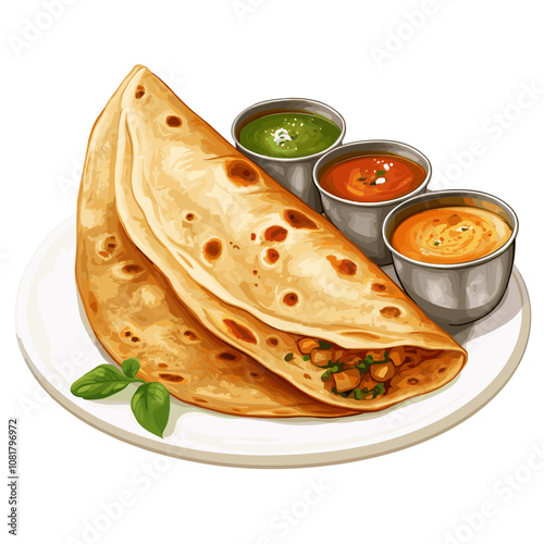 Traditional South Indian Dosa Platter with Chutneys