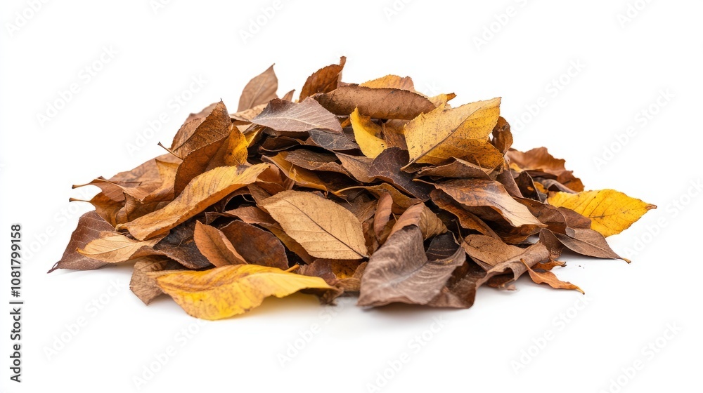 A pile of deep red autumn leaves, with a few orange ones mixed in, scattered loosely, isolated on white background A pile of deep red autumn leaves, with a few orange ones mixed in, scattered loosely, isolated on white background