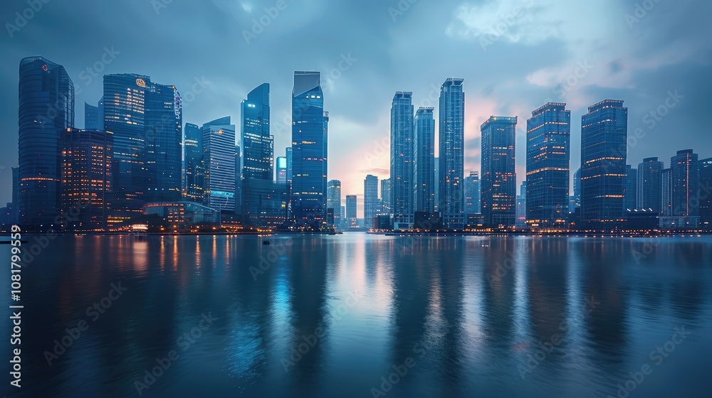 Fototapeta premium Contemporary skyline with a mix of architectural styles