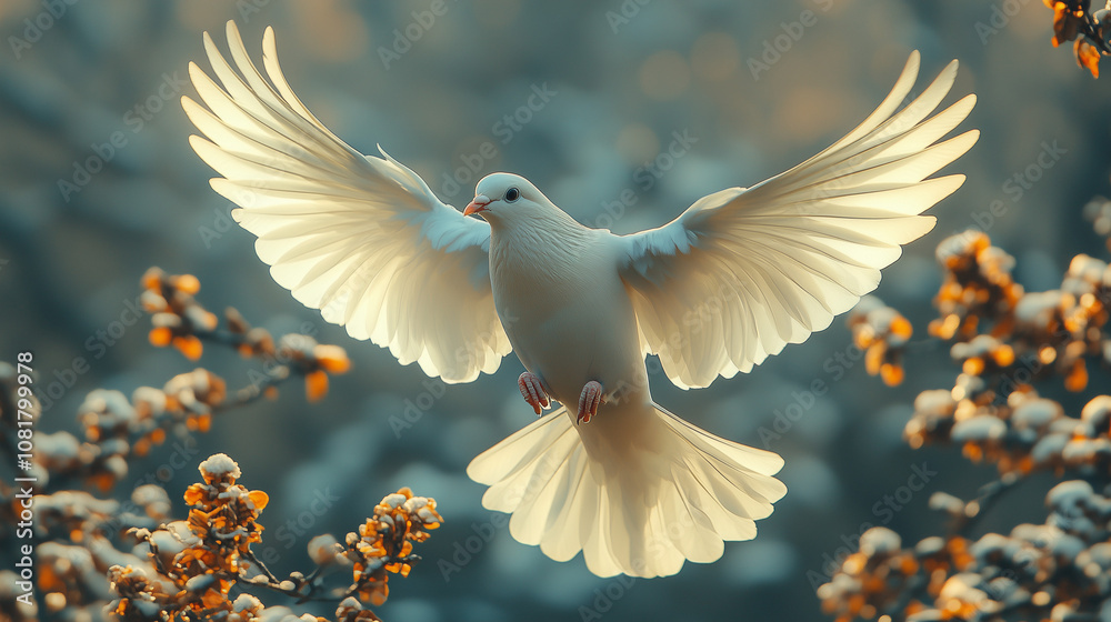 White dove in flight White dove in flight