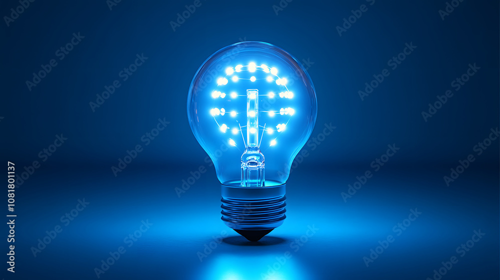 A light bulb with a wireless connection symbol on a dark blue background, symbolizing the concept of smart lighting, innovation in modern technology, and the integration of wireless connectivity in ho A light bulb with a wireless connection symbol on a dark blue background, symbolizing the concept of smart lighting, innovation in modern technology, and the integration of wireless connectivity in ho