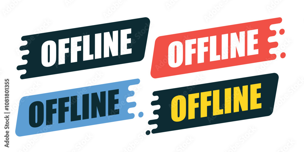 Fototapeta premium Offline status banners in multiple colors. Labels for indicating offline availability or connection status.